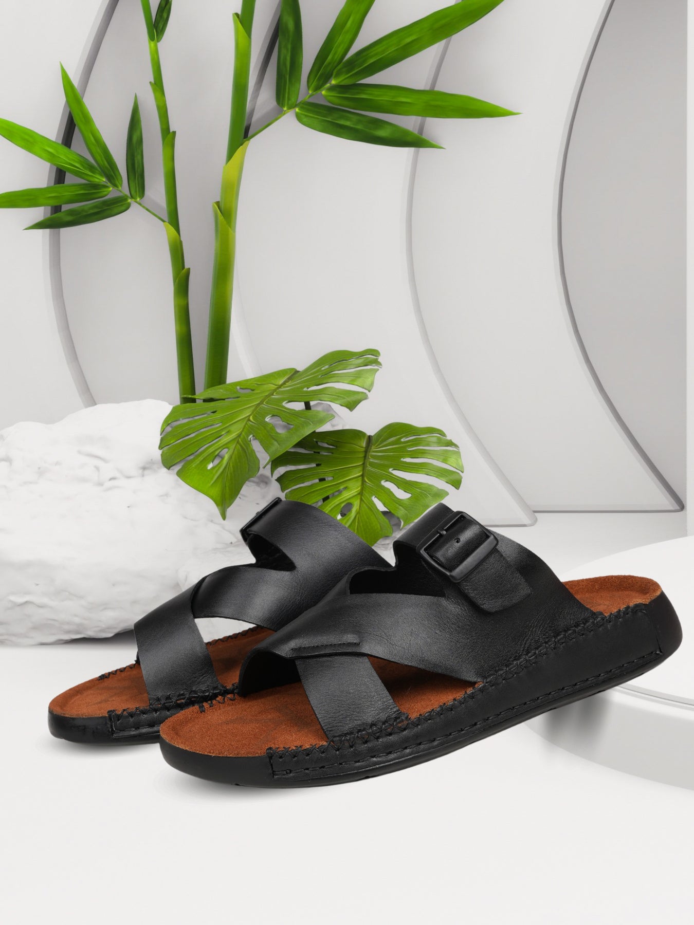 Ezok Men's Genuine Leather Sandals - Comfortable & Stylish Footwear